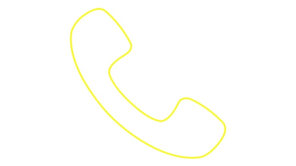 Animovaná Žlutá Lineární Ikona Telefonu Symbol Sluchátka Koncept Komunikace Podpora — Stock video