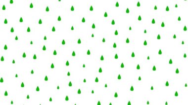 Yukarıdan düşen canlı yeşil yağmur damlaları. Yağmur yağıyor. Döngülü video. Vektör illüstrasyonu beyaz arkaplanda izole edildi.