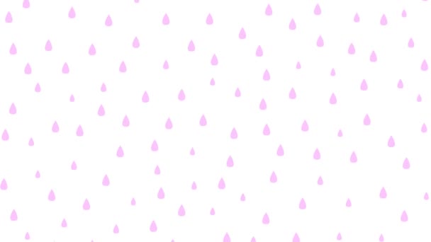 Animated Pink Raindrops Falling Raining Looped Video Vector Illustration Isolated — Stock Video