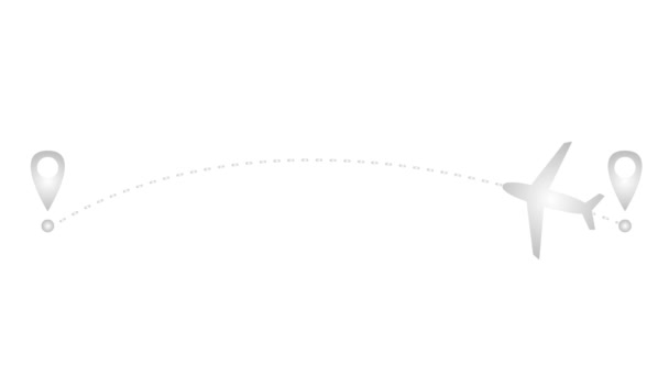 Анимационное Серебро Самолет Летит Траектории Концепция Авиаперелета Самолет Летит Одного — стоковое видео