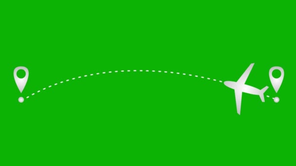 Анімоване Срібло Літак Летить Траєкторії Концепція Подорожей Літаків Літак Летить — стокове відео