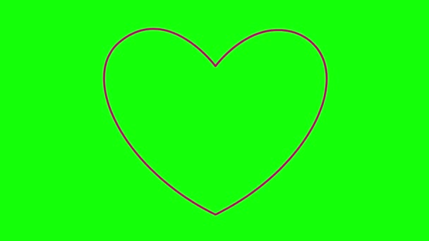 Animated pink linear pounding heart. Looped video of magenta beating heart. Concept of love, health, passion, medicine. Vector illustration isolated on green background.