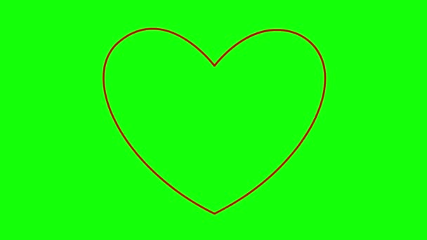 Animated red linear pounding heart. Looped video of beating heart. Concept of love, health, passion, medicine. Vector illustration isolated on green background.