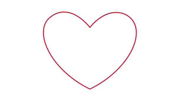 生动活泼的红色直线跳动的心脏 循环视频心跳的心脏 爱的概念 在白色背景上孤立的向量图 — 图库视频影像