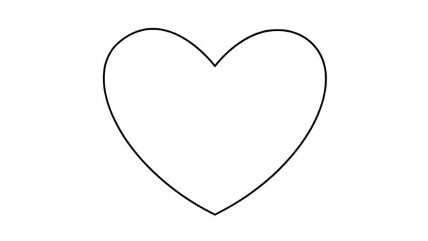 有生命的黑色线性跳动的心脏 循环视频心跳的心脏 爱的概念 在白色背景上孤立的向量图 — 图库视频影像