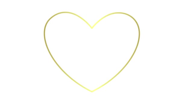 Animado Coração Batendo Linear Dourado Looped Vídeo Beating Heart Conceito — Vídeo de Stock