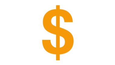 Doların canlandırılmış turuncu simgesi. Düz para sembolü. İş kavramı, para, finans. Düz vektör çizimi beyaz arkaplanda izole edildi.