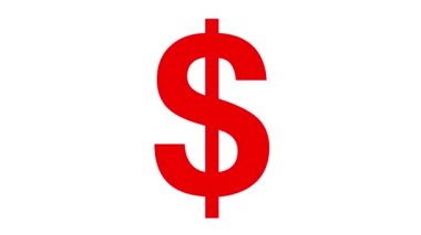 Doların canlandırılmış kırmızı simgesi. Düz para sembolü. İş kavramı, para, finans. Düz vektör çizimi beyaz arkaplanda izole edildi.