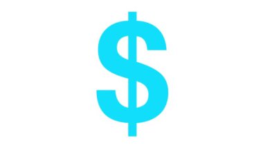 Doların animasyon mavi ikonu. Düz para sembolü. İş kavramı, para, finans. Düz vektör çizimi beyaz arkaplanda izole edildi.