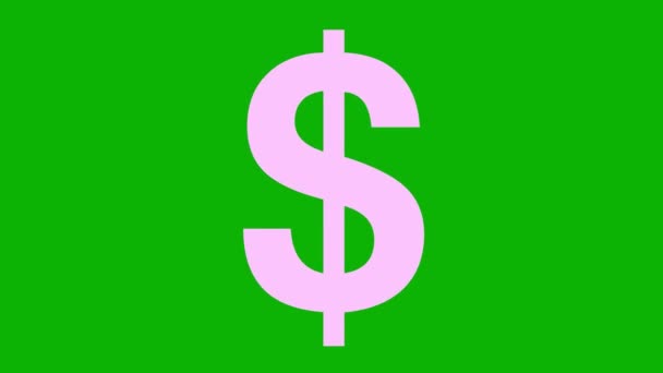 Geanimeerde Roze Pictogram Van Dollar Vlak Symbool Van Valuta Concept — Stockvideo