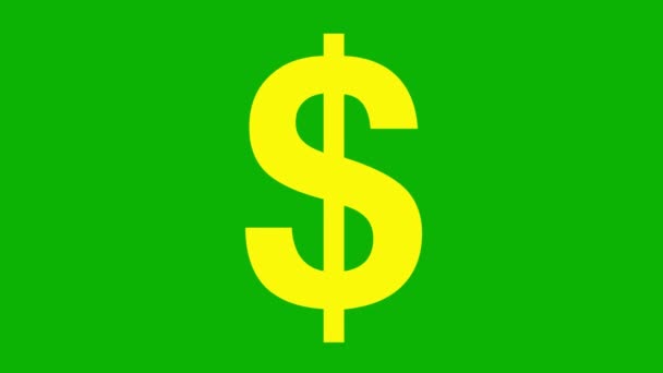 Animovaná Žlutá Ikona Dolaru Plochý Symbol Měny Pojem Byznys Peníze — Stock video