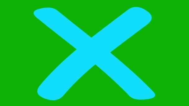 Símbolo Azul Animado Cruz Aparece Ícone Está Desenhado Conceito Proibição — Vídeo de Stock