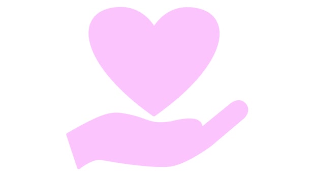 Corazón Animado Color Rosa Palpitante Palma Vídeo Circular Latidos Cardíacos — Vídeos de Stock