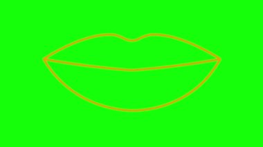 Animasyon turuncu dudak sembolü artar ve azalır. Doğrusal simge. Döngülü video. Vektör illüstrasyonu beyaz arkaplanda izole edildi.