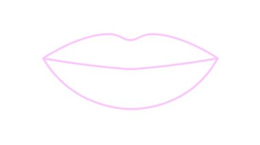 Animasyon pembe dudak sembolü artar ve azalır. Doğrusal simge. Döngülü video. Vektör illüstrasyonu beyaz arkaplanda izole edildi.