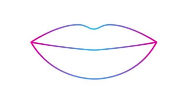 Animasyon pembe dudak sembolü artar ve azalır. Doğrusal simge. Döngülü video. Vektör illüstrasyonu beyaz arkaplanda izole edildi.