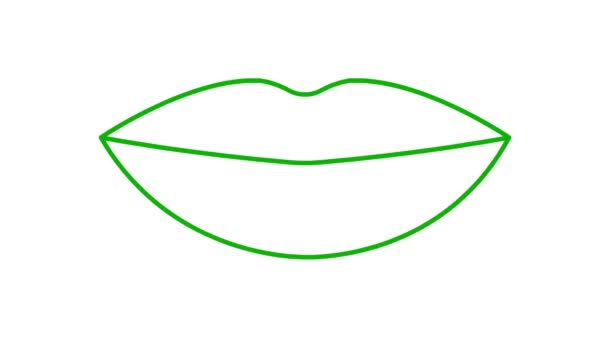 Simbolo Labbra Verde Animato Aumenta Diminuisce Icona Lineare Video Loop — Video Stock
