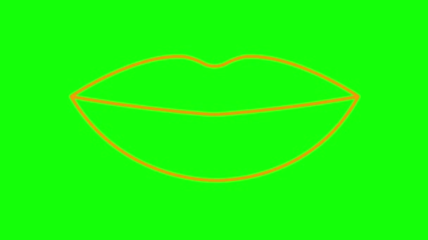 アニメーションされたオレンジ色の唇のシンボルは増加し 減少します リニアアイコン ループされたビデオ 白い背景に隔離されたベクトルイラスト — ストック動画