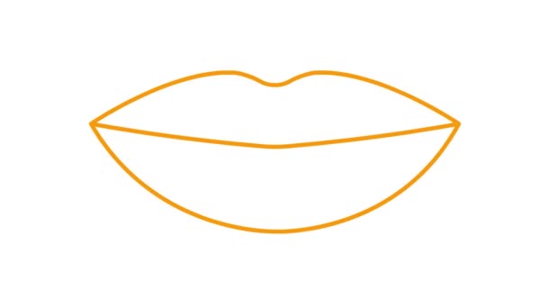 Анимационный Символ Оранжевых Губ Увеличивается Уменьшается Линейная Икона Зацикленное Видео — стоковое видео
