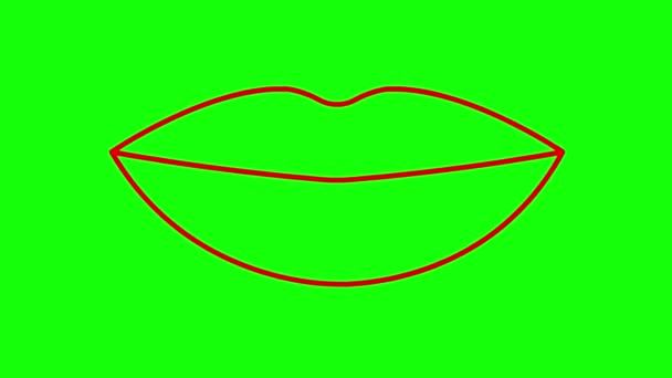 Symbole Des Lèvres Rouges Animées Augmente Diminue Icône Linéaire Vidéo — Video
