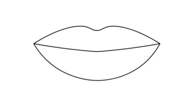 Animasyon siyah dudak sembolü artar ve azalır. Doğrusal simge. Döngülü video. Vektör illüstrasyonu beyaz arkaplanda izole edildi.