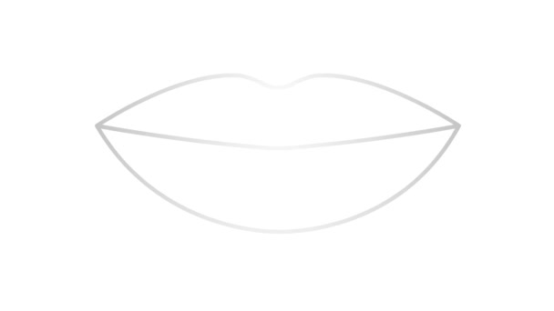 Символ Анімованих Срібних Губ Збільшується Зменшується Лінійна Піктограма Відео Петлею — стокове відео