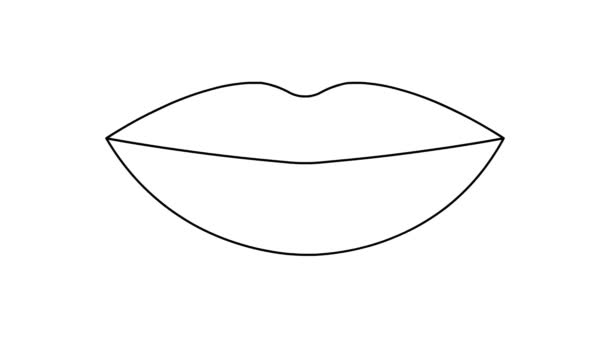 Das Animierte Schwarze Lippensymbol Nimmt Und Lineares Symbol Video Schleife — Stockvideo