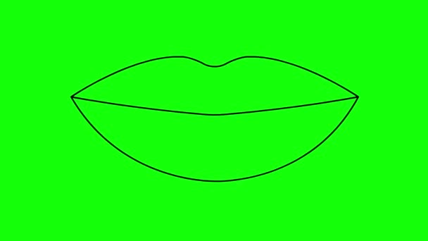 Symbole Des Lèvres Noires Animées Augmente Diminue Icône Linéaire Vidéo — Video