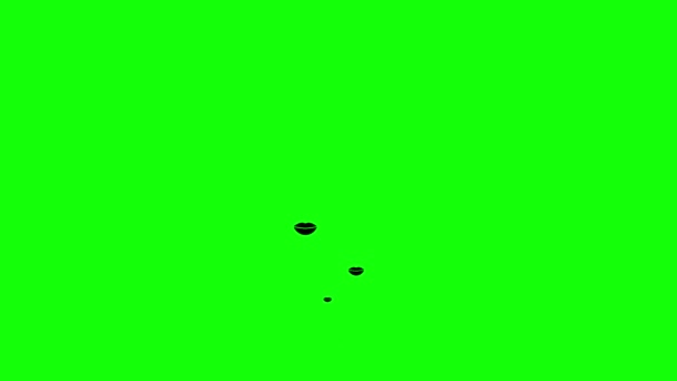 有生气的黑唇从下到上地飞舞 亲吻的概念 从绿色背景隔离的心形符号中产生的源头 — 图库视频影像