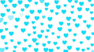 Animasyon mavi kalp parlıyor. Sevgililer Günü için arka plan, tatil. Beyaz arkaplanda düz vektör illüstrasyonu.