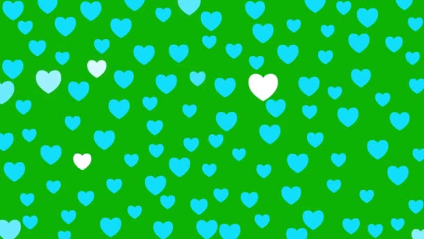 Animované Modré Srdce Svítí Pozadí Pro Valentýna Dovolená Plochá Vektorová — Stock video