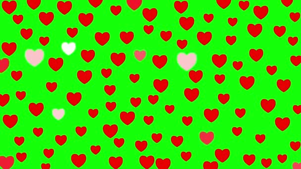 Animované Červené Srdce Svítí Pozadí Pro Valentýna Dovolená Plochá Vektorová — Stock video