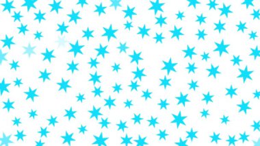 Canlandırılmış mavi yıldızlar parlıyor. Yıldızlı büyülü arka plan. Düz vektör çizimi beyaz arkaplanda izole edildi.