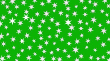 Animasyon gümüş yıldızlar parlar. Yıldızlı büyülü arka plan. Düz vektör çizimi yeşil arkaplanda izole edildi.