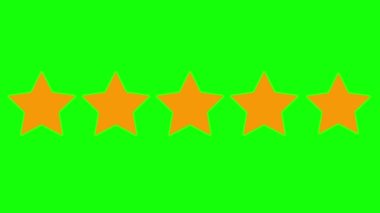 Beş turuncu yıldızlı müşteri değerlendirmesi yaptım. Yeşil arkaplanda izole edilmiş vektör düz illüstrasyon.