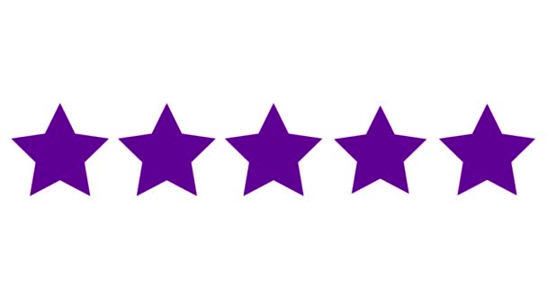 Animierte Kundenbewertung Mit Fünf Violetten Sternen Vektor Flache Illustration Isoliert — Stockvideo
