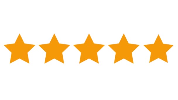 Animated Five Orange Stars Customer Product Rating Review Ilustración Plana — Vídeos de Stock