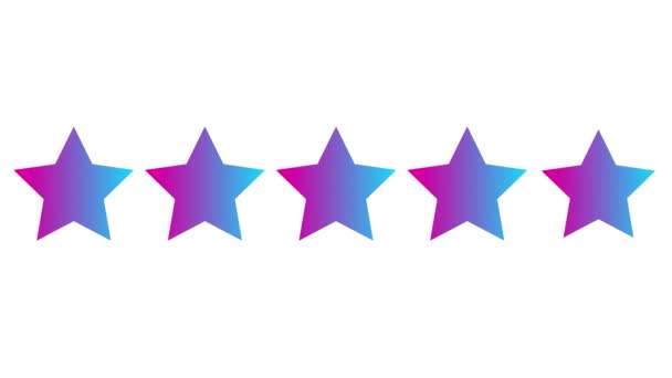 Animované Pět Růžové Modré Hvězdy Hodnocení Produktu Zákazníka Vektorové Ploché — Stock video