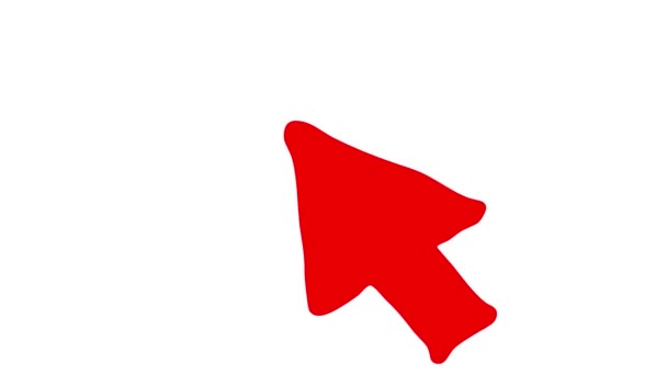 Κινούμενο Κόκκινο Σύμβολο Του Δρομέα Του Ποντικιού Ακτίνες Κινήσεις Βέλους — Αρχείο Βίντεο