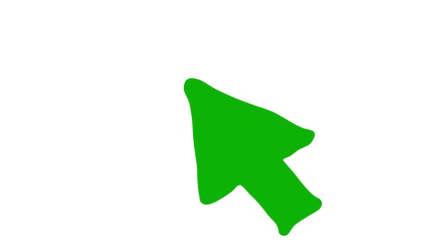 Simbolo Verde Animato Cursore Topo Con Raggi Freccia Muove Scatta — Video Stock