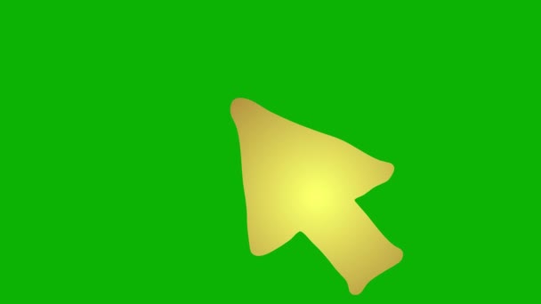 Анимированный Золотой Символ Курсора Мыши Лучами Стрелки Движутся Кликают Икона — стоковое видео