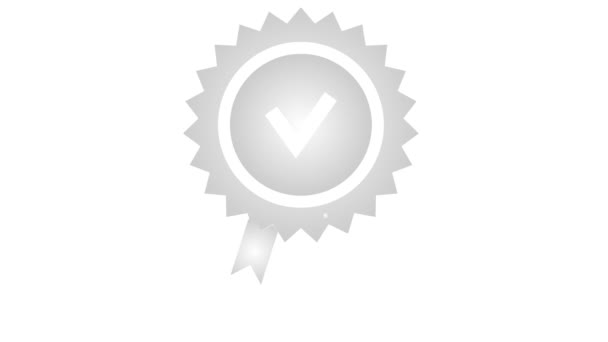Animated Silver Quality Mark Approved Certified Icon Flat Design Vector — Stock Video