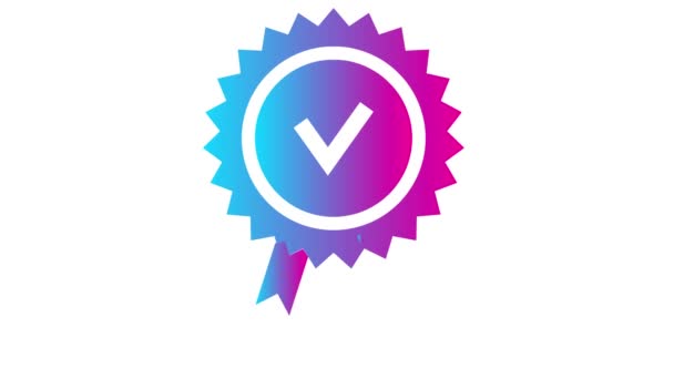 Animated Pink Blue Quality Mark Approved Certified Icon Flat Design — Stock Video