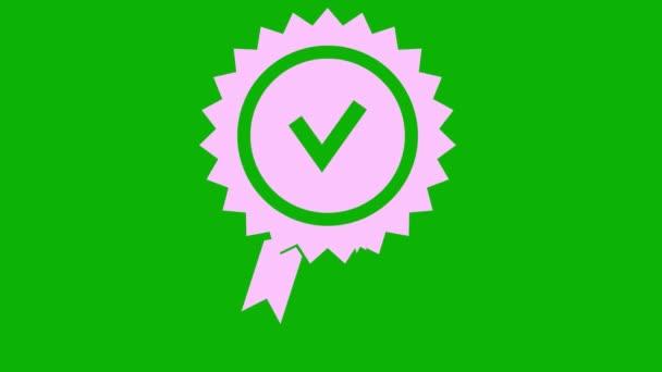 Animated Pink Quality Mark Approved Certified Icon Flat Design Vector — Αρχείο Βίντεο