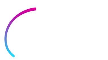 Döngülü okun canlı pembe mavi sembolü. Elle çizilmiş ok sağ tarafı gösteriyor. Vektör illüstrasyonu beyaz arkaplanda izole edildi.