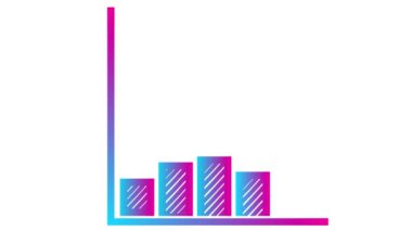 Moda çizgisi grafiğiyle finansal büyüme grafiği. Ekonominin pembe mavi büyüme çubuğu çizelgesi. Döngülü video. Vektör illüstrasyonu beyaz arkaplanda izole edildi.