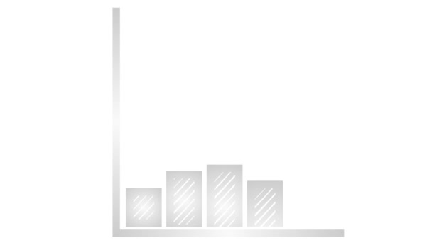 用趋势线路图绘制动态金融增长图 银符号经济增长条形图 循环视频 在白色背景上孤立的向量图 — 图库视频影像