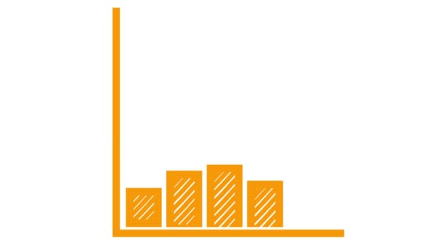 トレンドライングラフでアニメーション化された金融成長チャート オレンジのシンボル経済の成長バーチャート ループビデオだ 白を基調としたベクトルイラスト — ストック動画