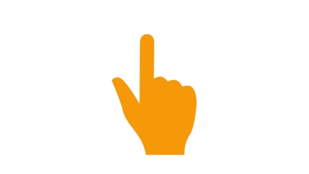 Animowany Pomarańczowy Symbol Dłoni Palcem Wskazującym Wskazują Palcem Zapętlone Wideo — Wideo stockowe
