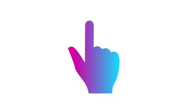 フォーフィンガーと手のピンクブルーのアニメーションシンボル 指の指のポイント ループされたビデオ 白い背景に隔離されたベクトル平らなイラスト — ストック動画